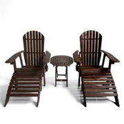 LUNA 5-Piece Adirondack Sunlounge with Leg Rest and Coffee Table Set Begili