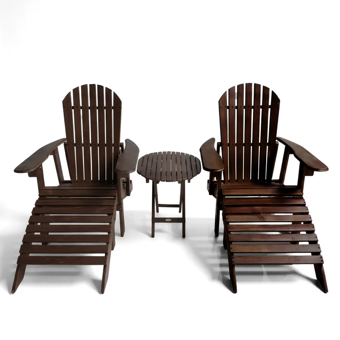 LUNA 5-Piece Adirondack Sunlounge with Leg Rest and Coffee Table Set